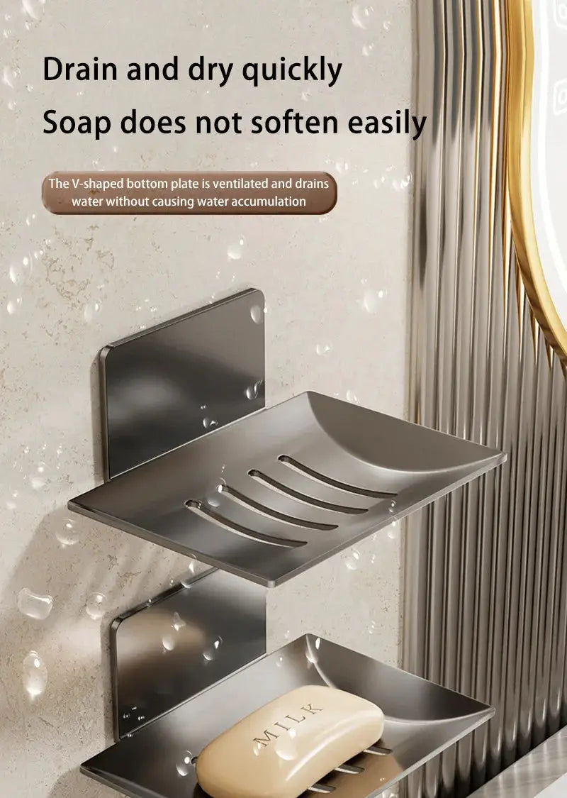 Two-tier wall-mounted soap rack in black carbon steel by Simples Market