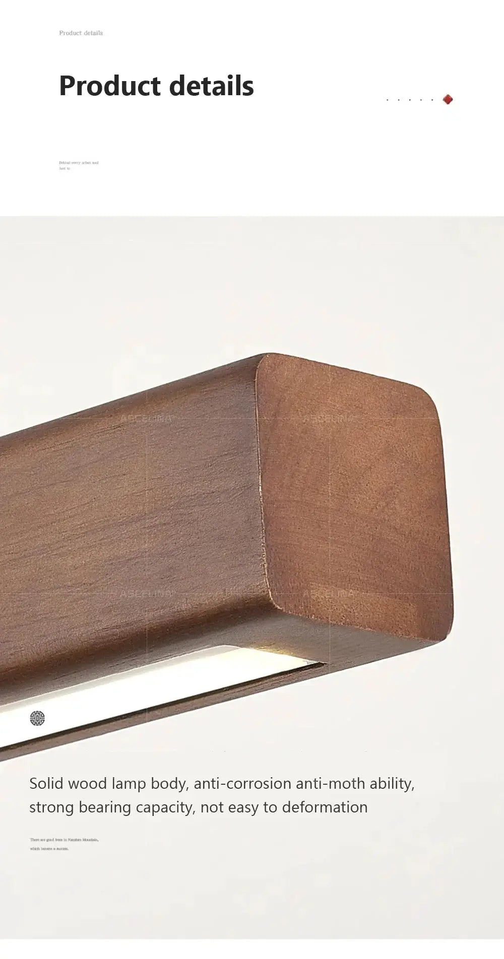DAMIASMIL LED wooden pendant light with a long brown wood strip for dining room