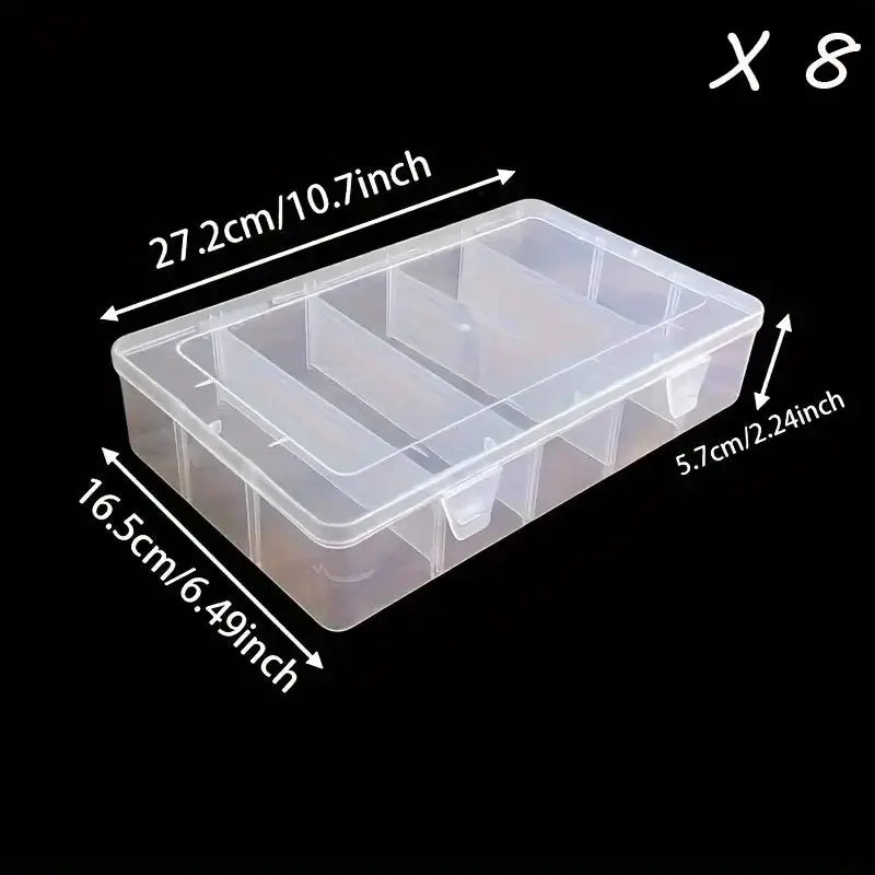 Simples Market 5-compartment transparent plastic tool organizer box for screws and accessories, 27.2×16.5×5.7 cm