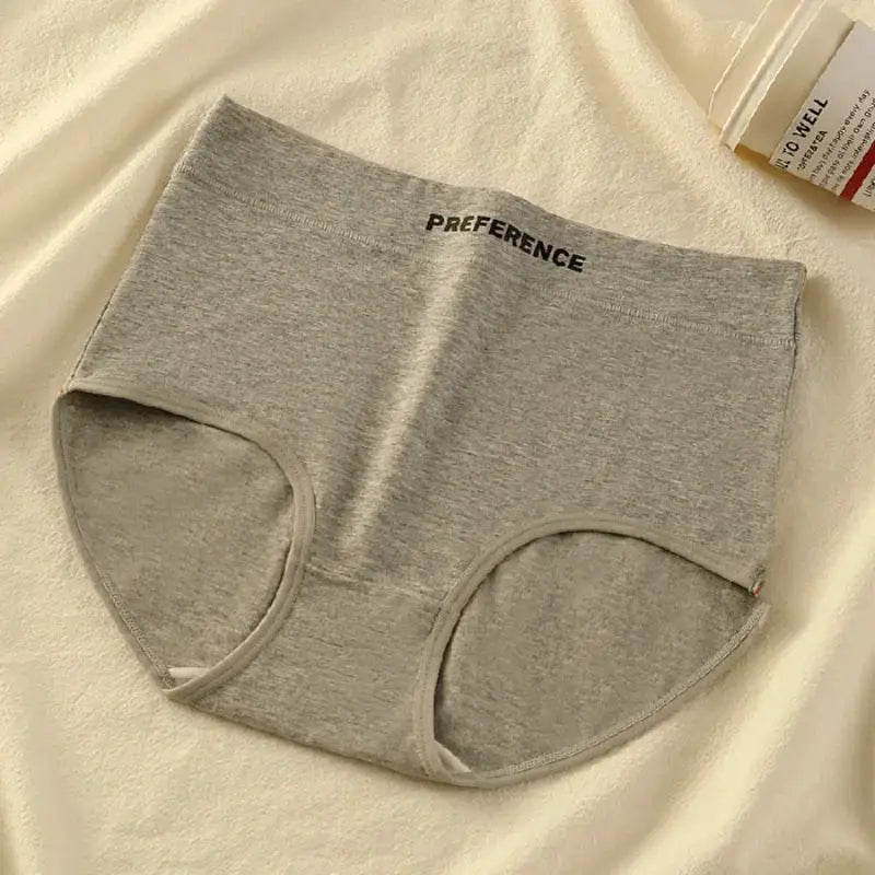 Panties gray cotton high-waist briefs with PREFERENCE waistband, breathable women’s underwear