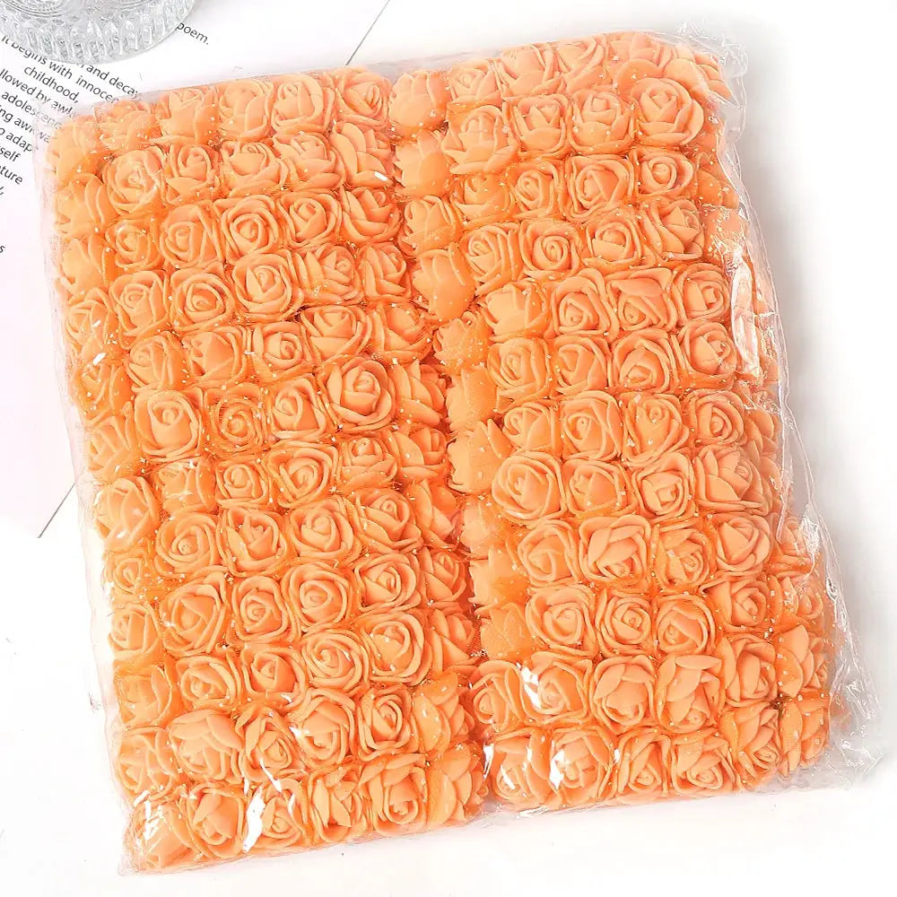 96 Pcs Mini Rose Artificial Flowers Bouquet 7.5cm Foam Fake Flowers Wedding Decoration For Home Room Decor