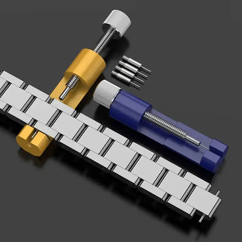 Simples Market metal watch band link pin remover tool with yellow and blue handles and spare pins