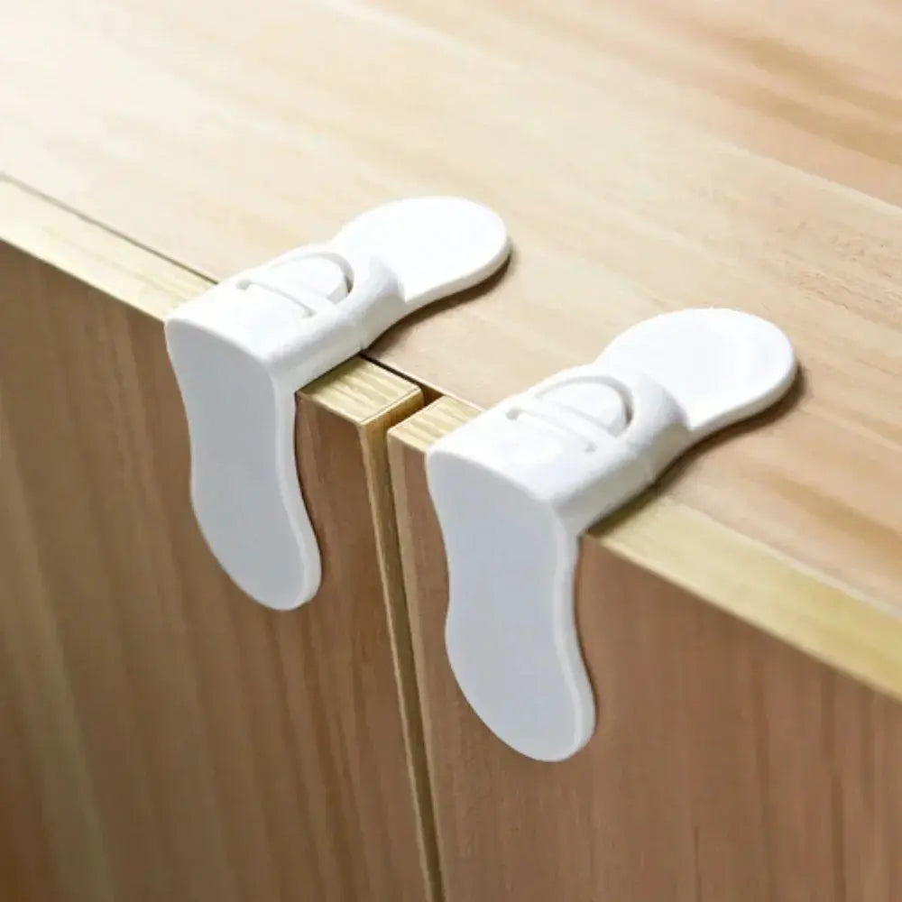 Baby safety cabinet locks by Simples Market, white anti-pinch latches for cabinets
