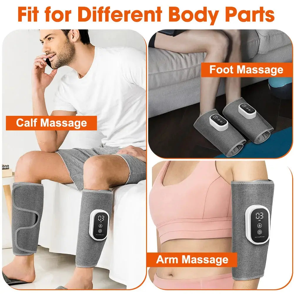 Calf massager by Simples Market; electric 360° air-pressure three-piece set with wireless control in gray fabric