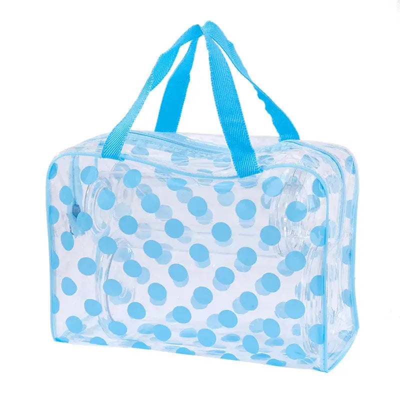 HOMEFISH Transparent Polka Dot Womens Makeup Bag Waterproof PVC Cosmetic Organizer for Travel and Daily Use