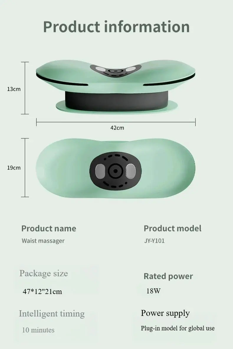 Waist massager by Simples Market in mint green, model JY-Y101, 18W power