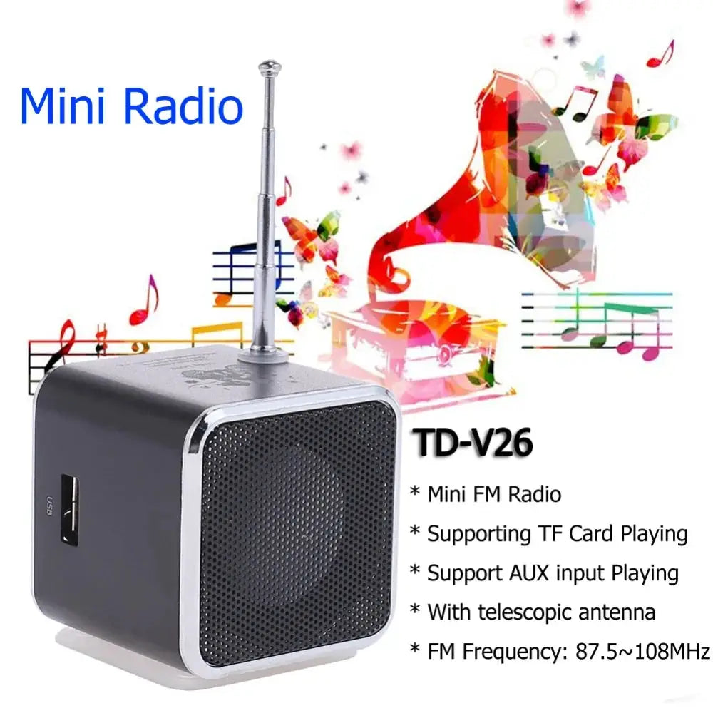 Mini Bluetooth Speaker Portable FM Radio MP3 Player AUX USB Sound Box With Metal Casing