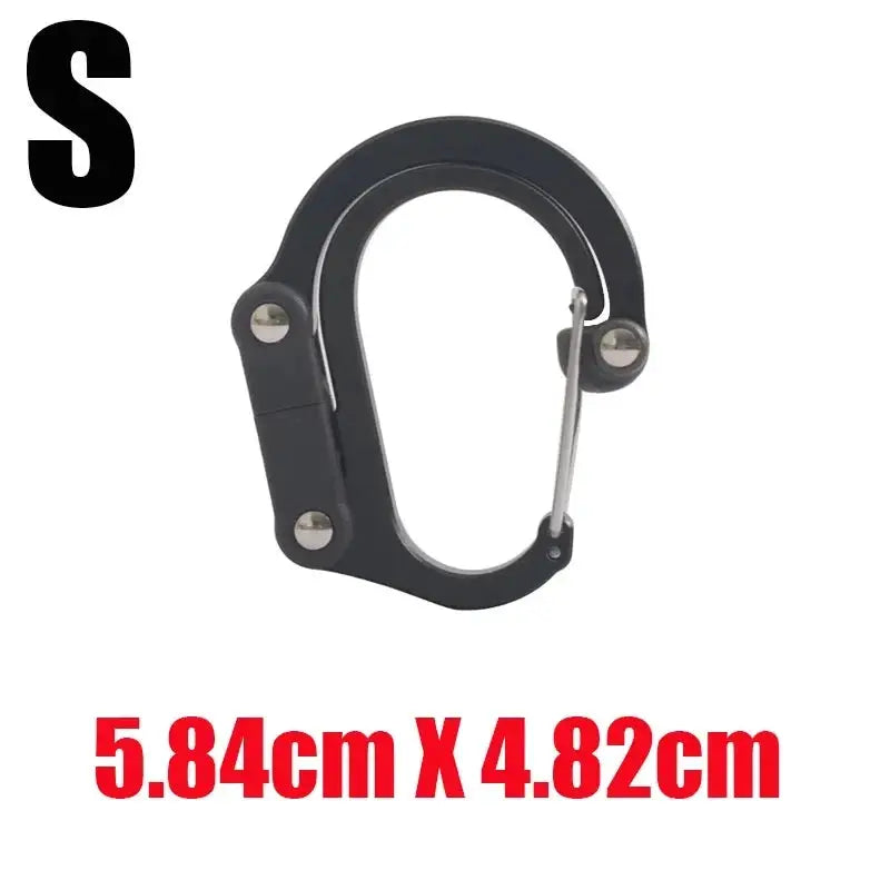 Simples Market black rotating gear clip carabiner, non-locking, 5.84cm x 4.82cm