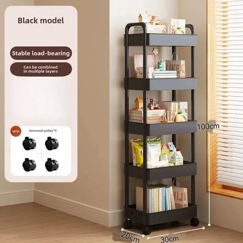 Multifunctional Storage Cart With Open Shelves For Living Room Kitchen And Bedroom Book Display Decor Organizer