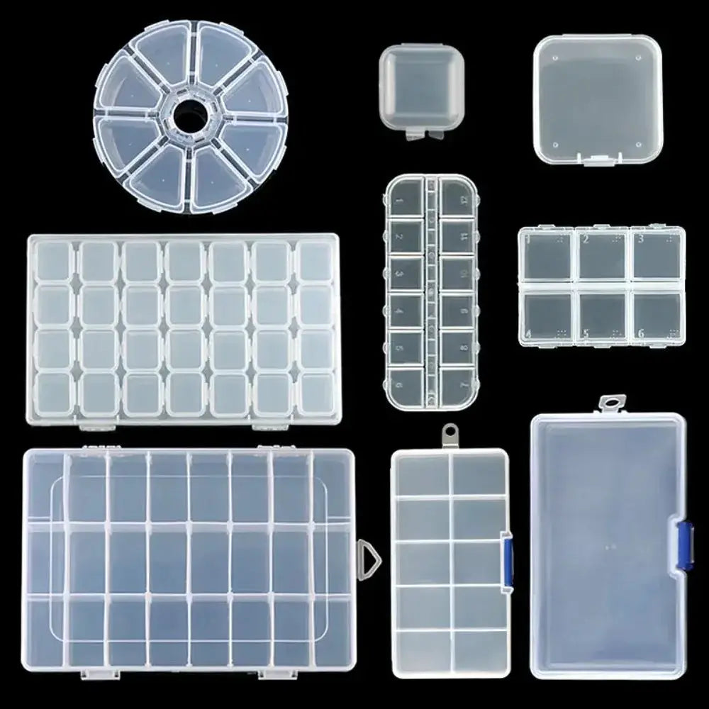 Transparent Plastic Jewelry Box With Adjustable Compartments For Beads Earring And Rectangle Storage Case