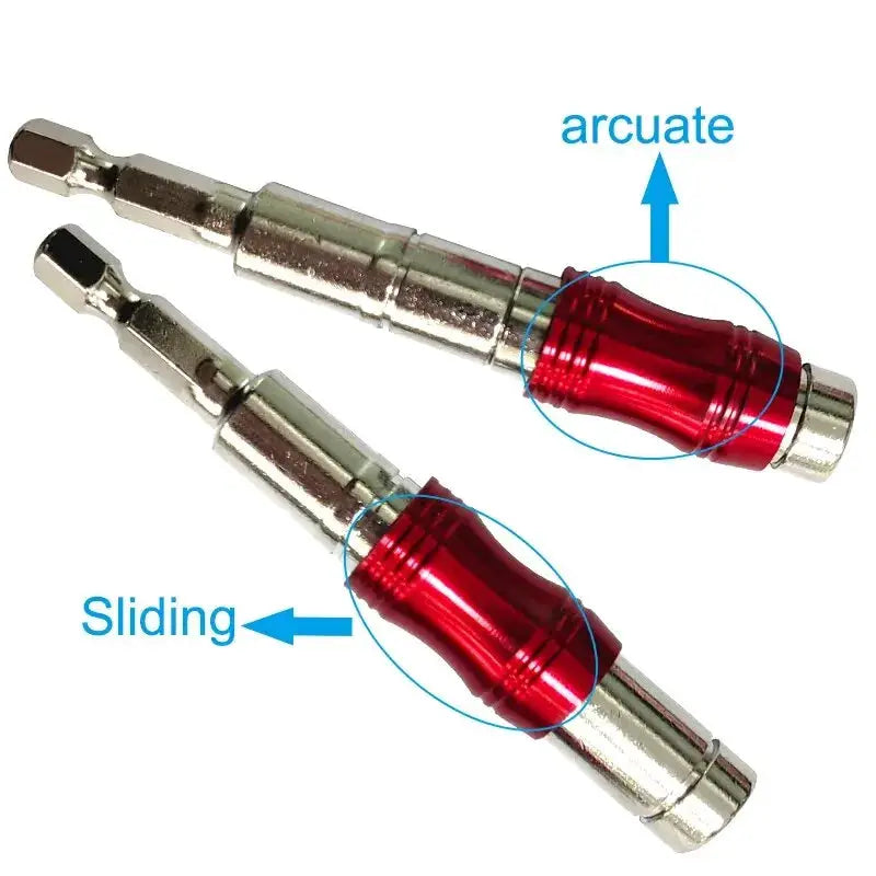 Red Curved Hexagonal Handle Extension Rod For Directional Drilling With Magnetic Screw Tip Universal Adapter