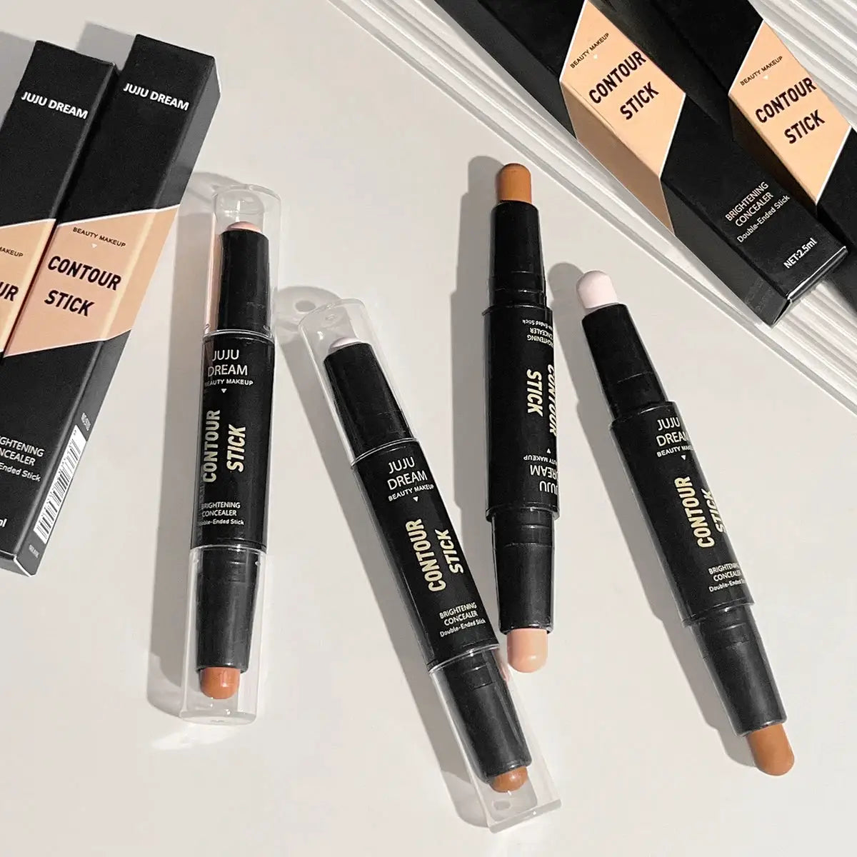 LuminaGlow Dual Ended Contour Stick All In One Foundation Concealer Bronzer And Highlighter For Lasting Definition
