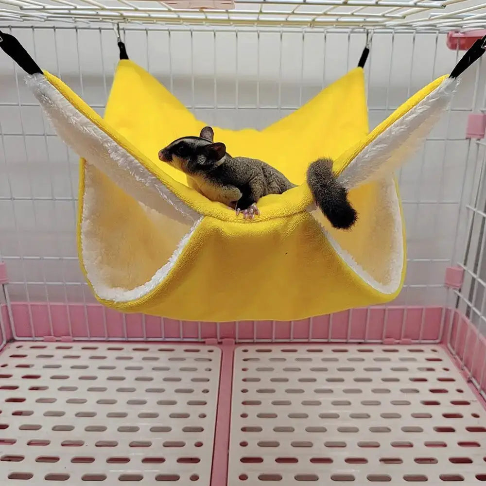Simples Market warm plush hamster hammock, yellow double-layer sleeping bag nest for small pets