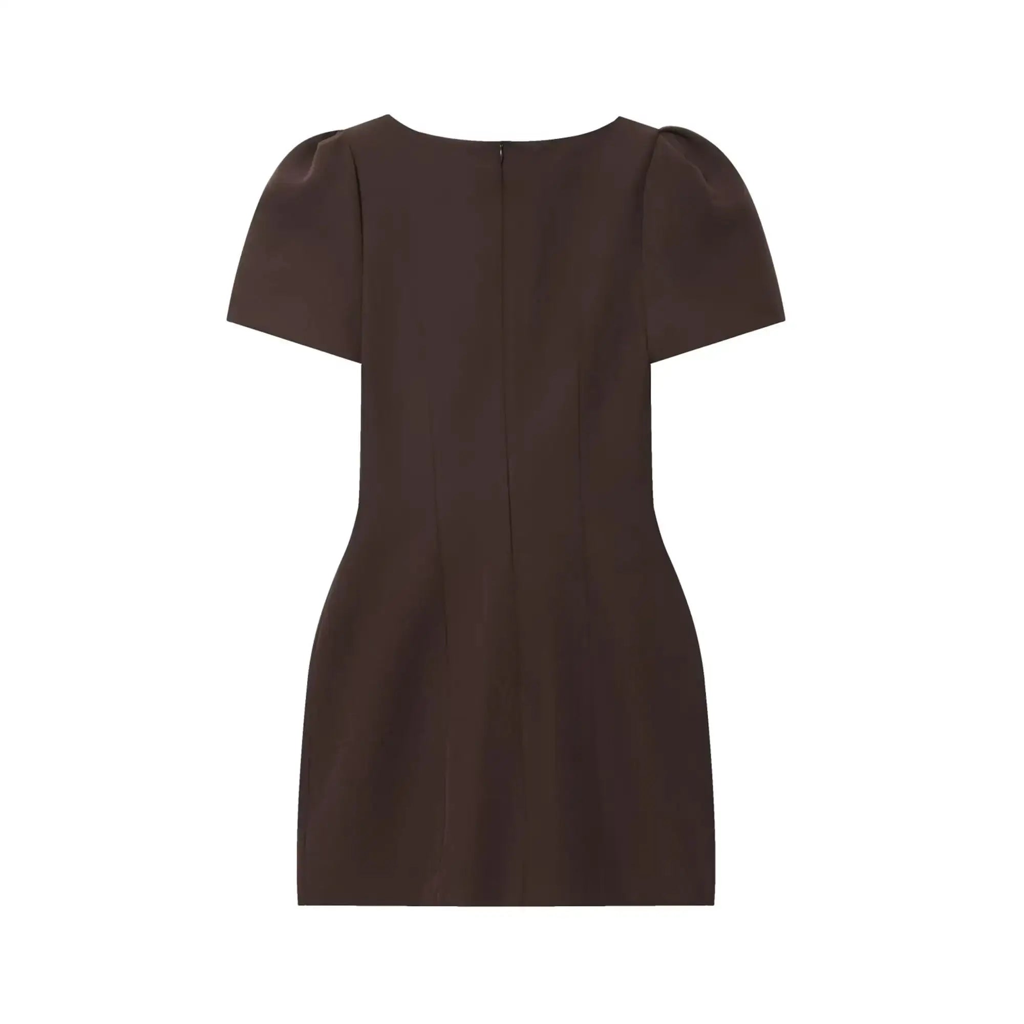 TFMLN Elegant Women Short Sleeve Mini Dress Slim Fit High Waist Solid