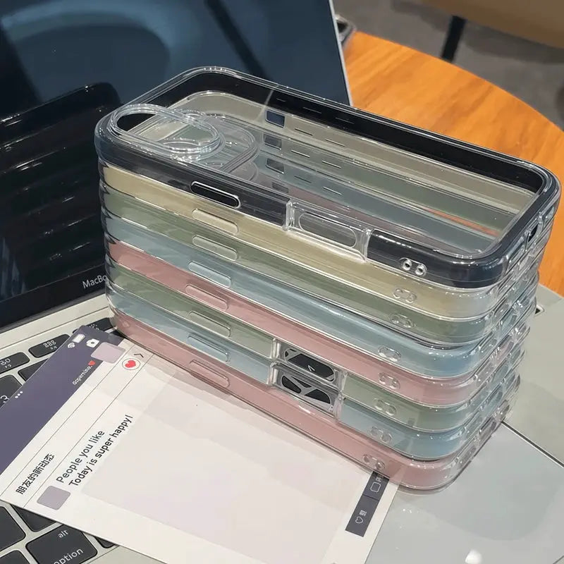 Luxury Transparent Candy Phone Case For iPhone 11 To 17 Pro Max Crystal Clear Shockproof Bumper
