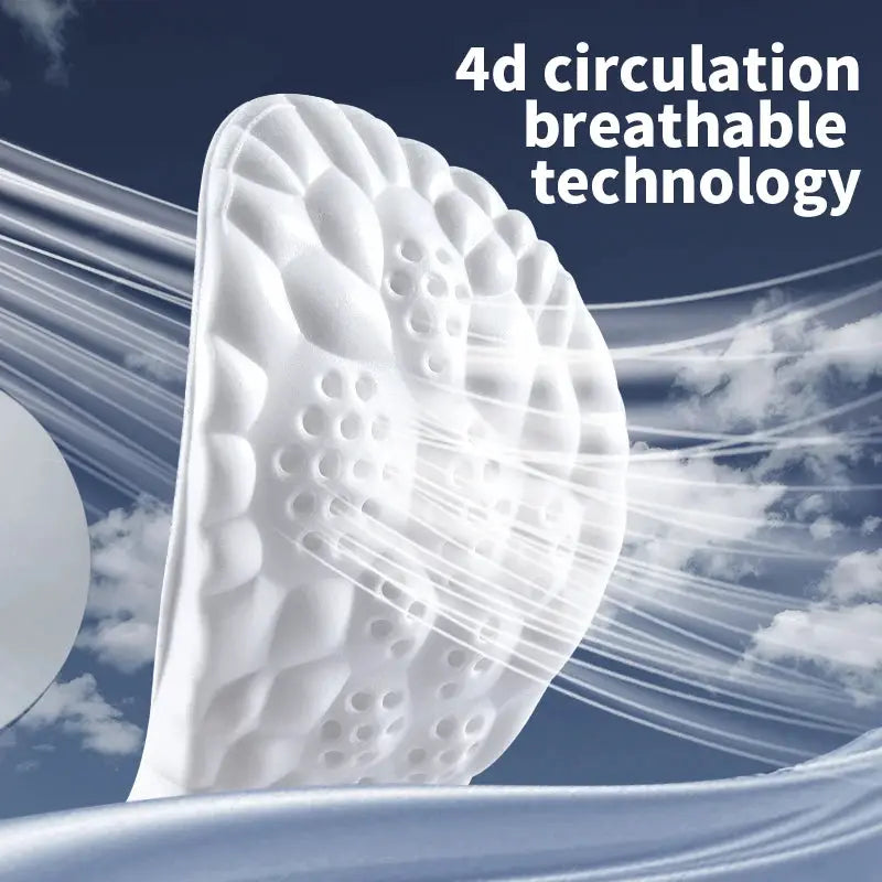 4D Cloud Technology Insoles For Shoes PU Memory Foam Breathable Cushioned Shock Absorption Arch Support For Running