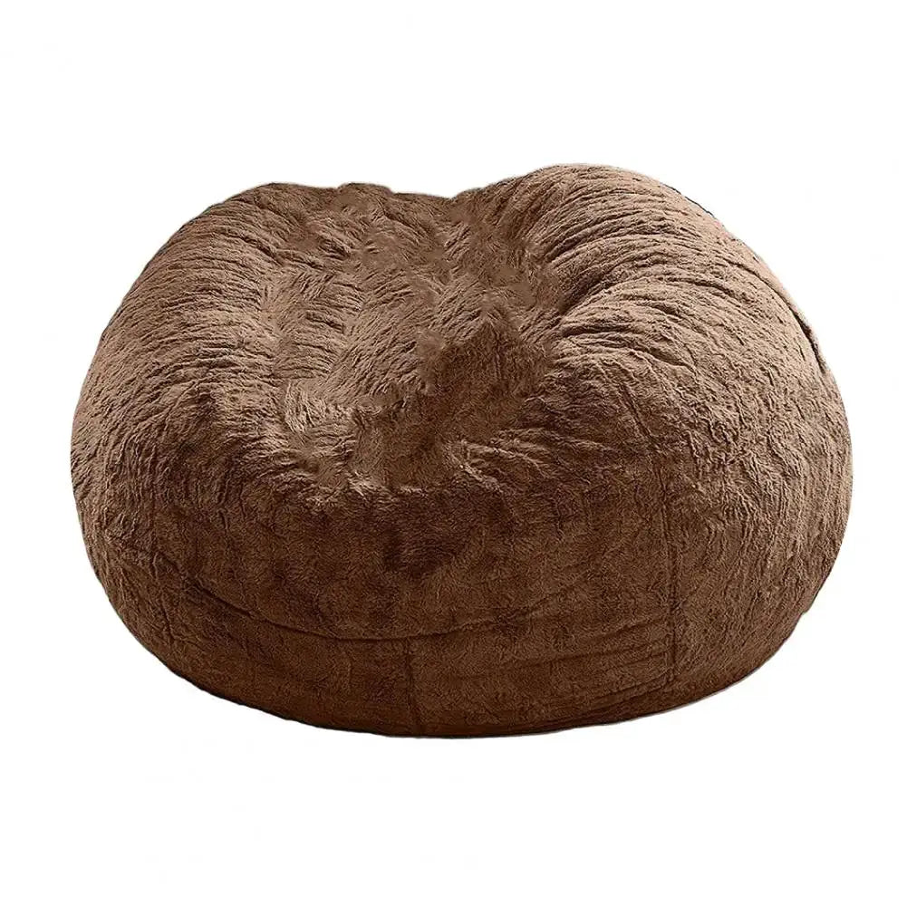 Brown plush giant bean bag chair by Simples Market