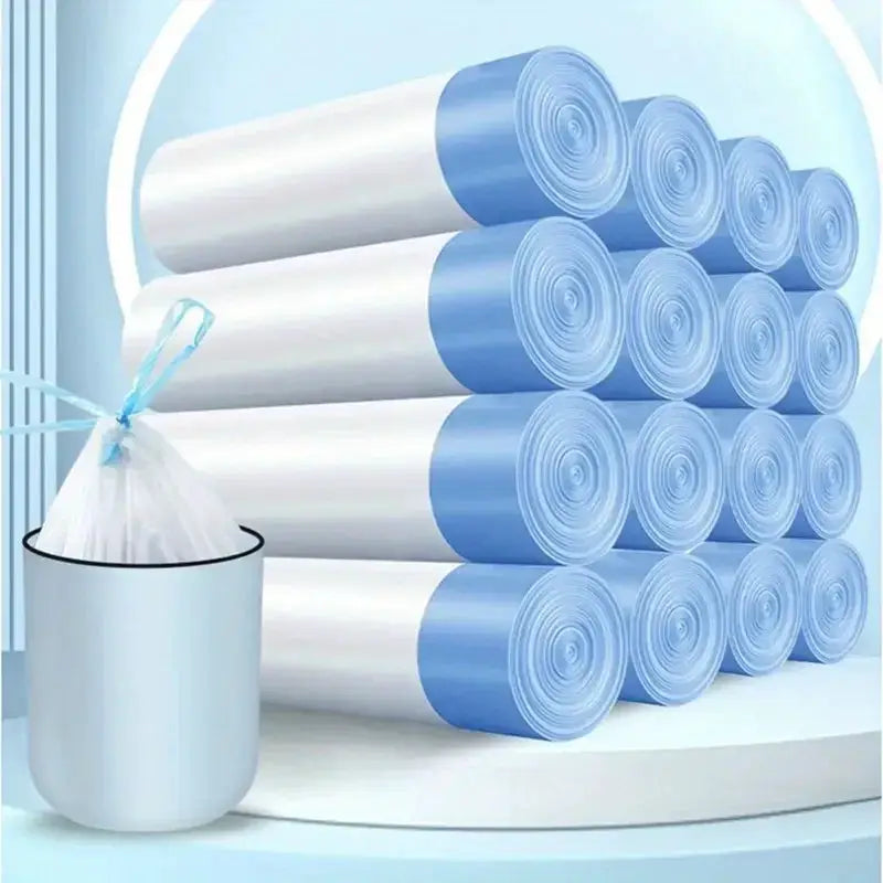 Simples Market drawstring garbage bags, thickened large kitchen bags, blue-tipped rolls