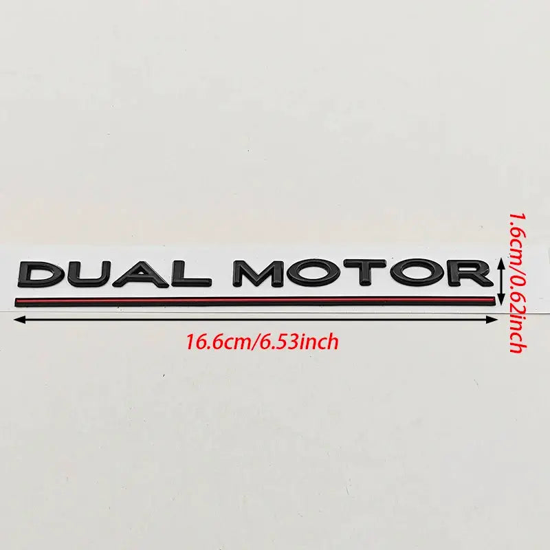 Dual Motor 3D ABS chrome black red underlined rear trunk badge sticker for Tesla Model Y X S 3