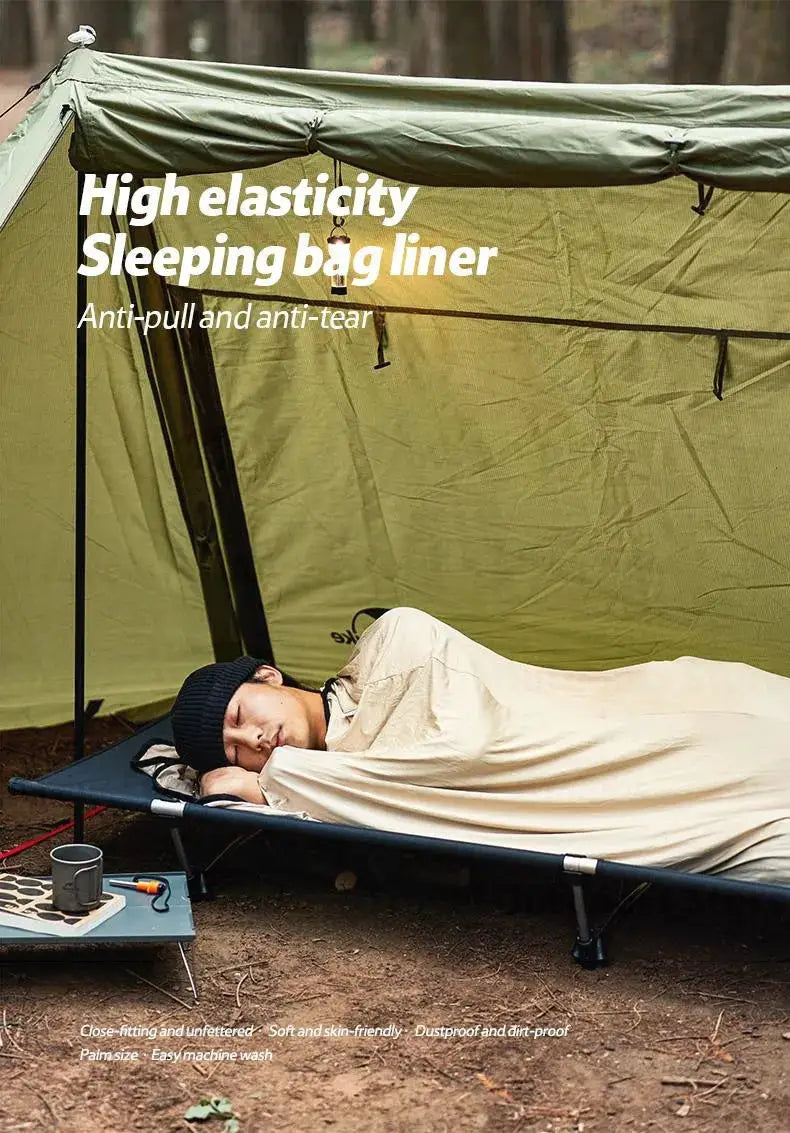 Sleeping bag liner by Simples Market, Naturehike beige high-elasticity mummy-style, portable ultralight