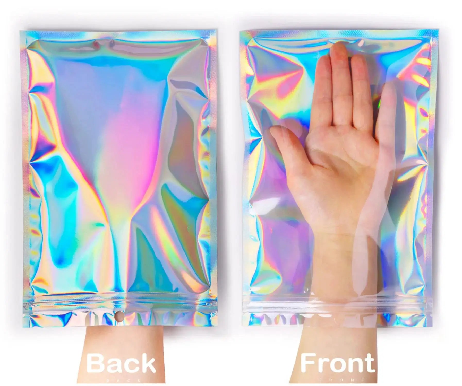 Laser Sealing Bags Holographic Plastic Pouches Resealable For Jewelry Gift Packaging Food Candy Kitchen Storage
