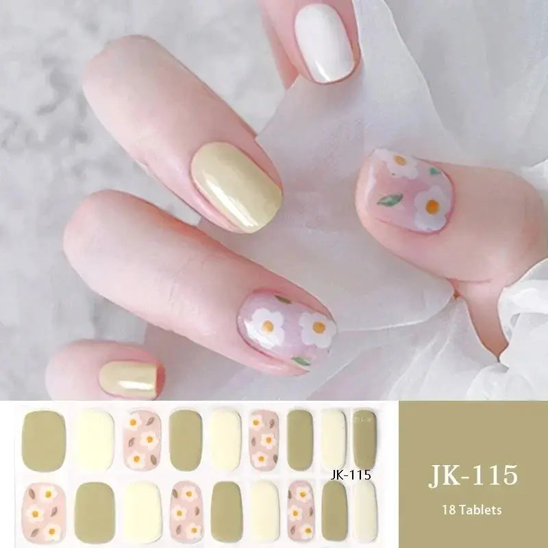 NailLux Semi Cured Nail Wraps For 16 To 20 Tips Easy Full Cover Adhesive Press On Nails Gel Finish UV LED Compatible