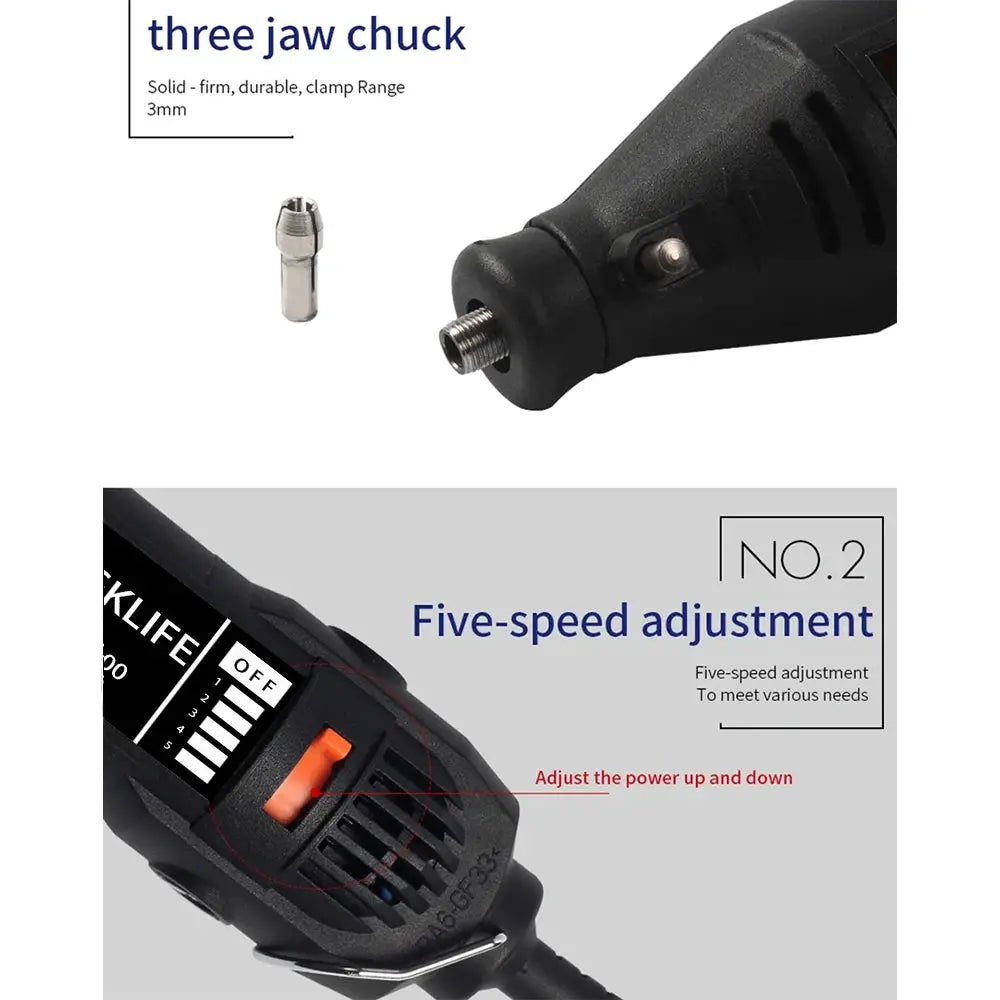 JANGKLIFE 110 220V High Power Multi Function Electric Grinder Polishing Drilling Cutting Engraving 211 Accessory Set