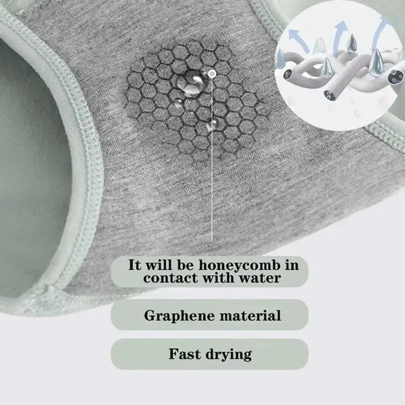Women’s high-waist shaping panties in gray with mint trim; graphene material, breathable, fast-drying body shaper.