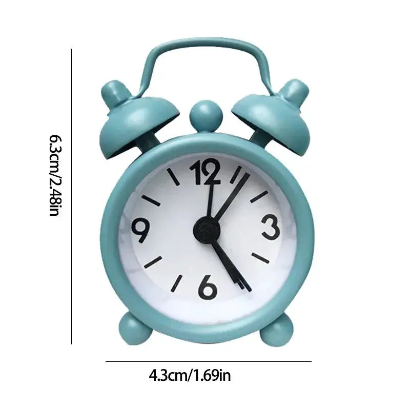 Mini Metal Alarm Clock With Blue Quartz Face Portable Desktop Clock For Home Decor And Vintage Charm
