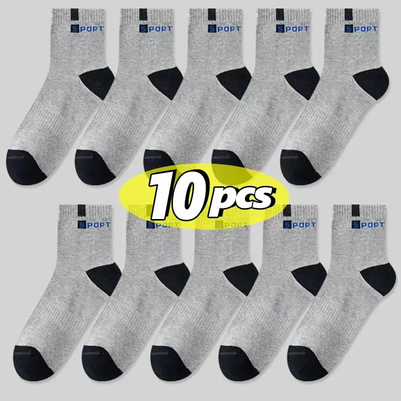 Men's Cotton Socks Breathable Soft Comfort Middle Tube For Running And Sports With Letter Fashion Design Elastic