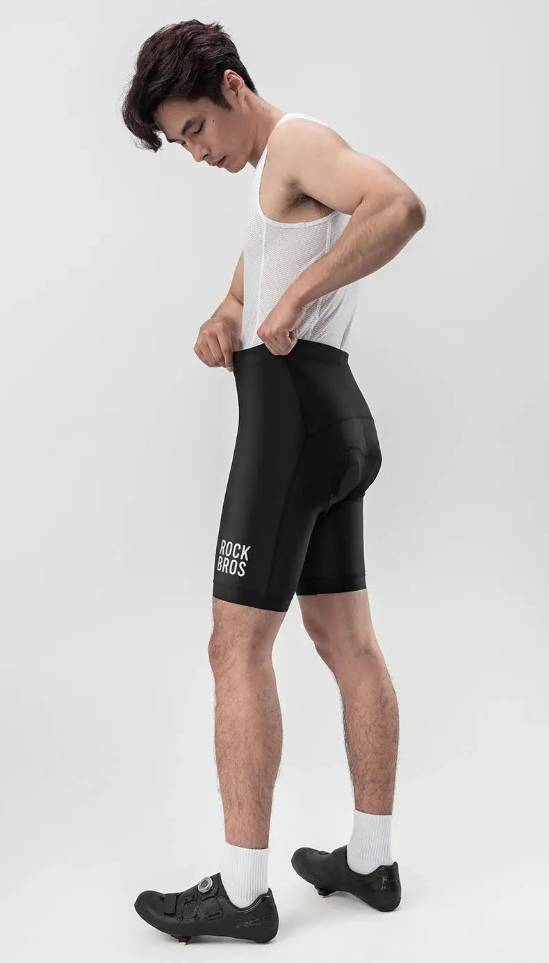 ROCKBROS men's cycling shorts in black with white ROCKBROS logo