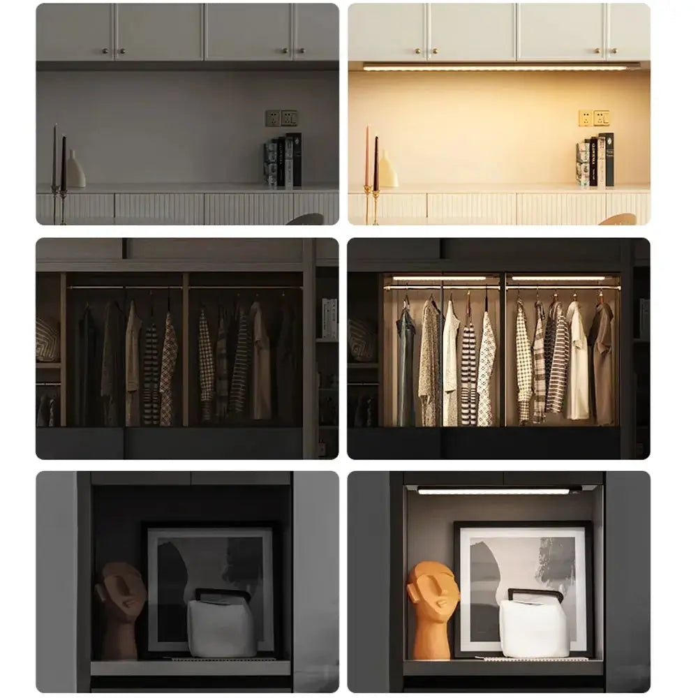 USB Rechargeable Motion Sensor Night Light Wireless Under Cabinet LED Lamp For Kitchen Cabinets Wardrobe Bedroom