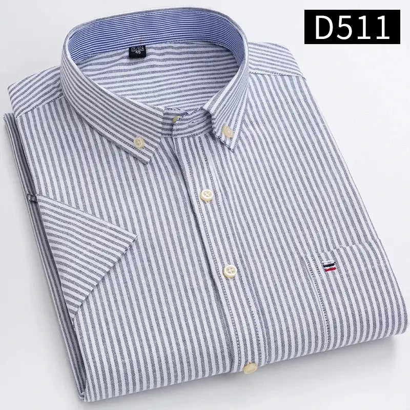 Simples Market 100% cotton oxford shirt for men, blue/white striped, button-down