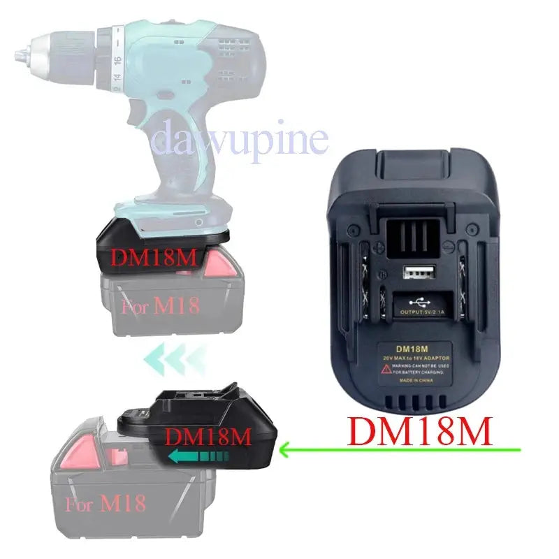 DM18M Converter Adapter For Milwaukee M18 And DeWalt 18V XR 20V MAX 60V FlexVolt USB Power Bank
