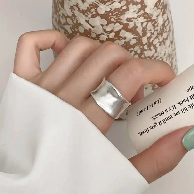 925 Sterling Silver Ring For Women Wide Open Vintage Style Handmade Zircon Ring Hypoallergenic Gift