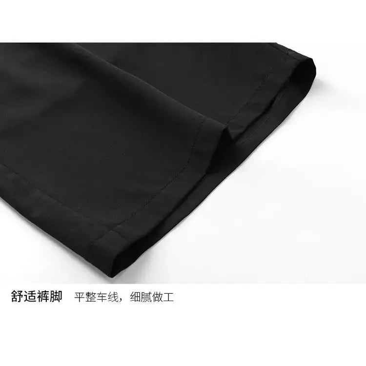 Men's black shorts close-up of the hem and neat stitching for summer wear