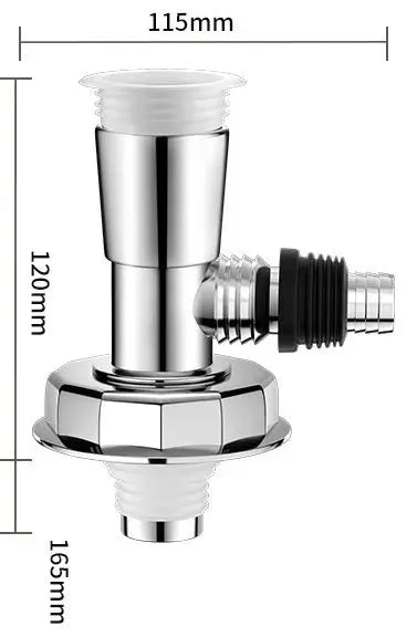 Washing machine floor drain joint by Simples Market, chrome-plated double-purpose pipe connector with side hose outlet.