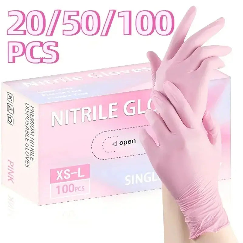 Simples Market pink nitrile gloves, disposable household/kitchen gloves, 100 pcs