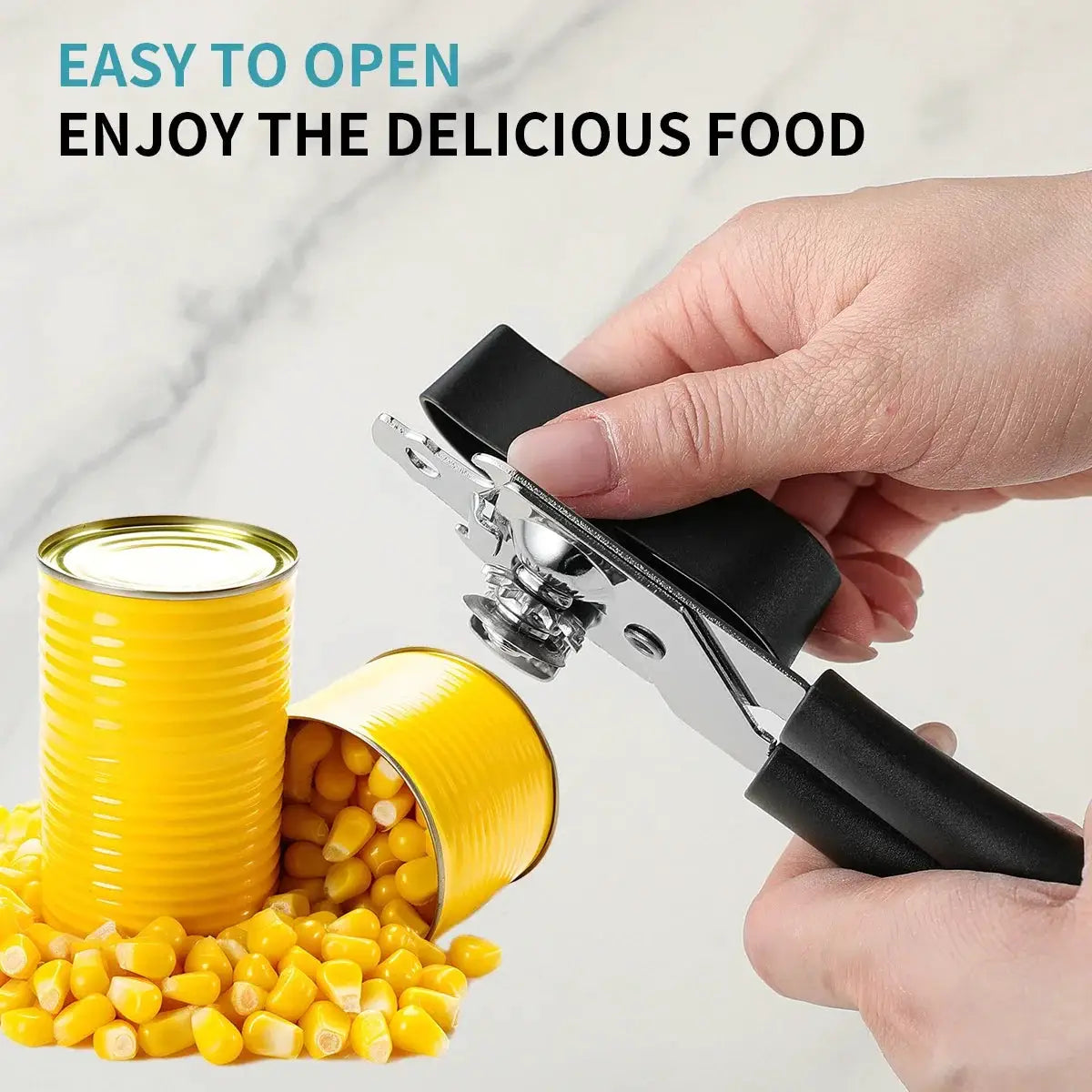 Manual Can Opener Stainless Steel Built In Bottle Opener Ergonomic Design For Cans Jars Kitchen Tools Accessories