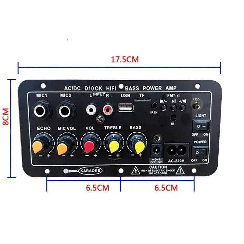 D10 Bluetooth Amplifier Board 30 120W Dual Microphone Inputs With Reverb Control For 4 Ohm Speakers 12V 24V 110V 220V