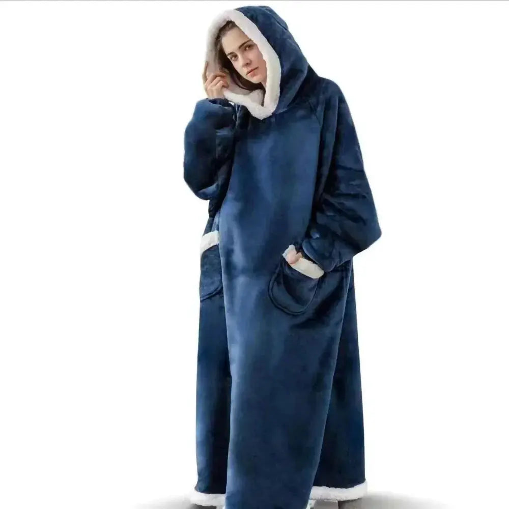 CozyCloud Super Long Wearable Fleece Blanket Hoodie 150cm For Women And Men Cold Proof Winter Comfort