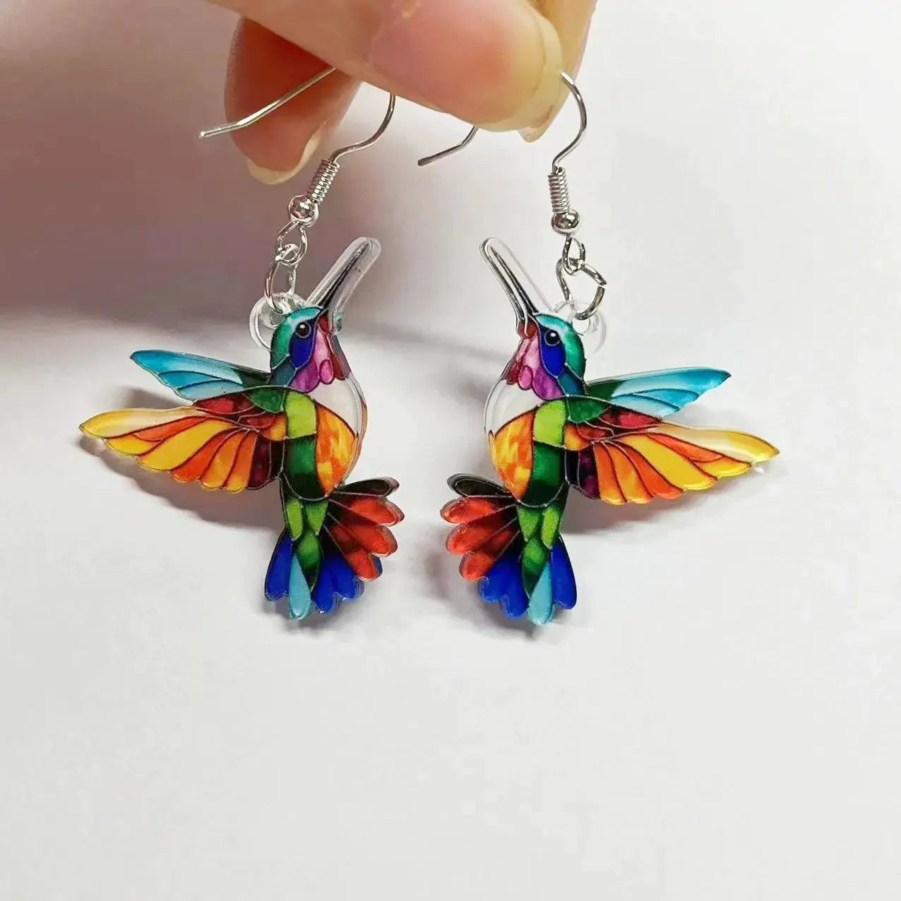 Cross Border Spring Festival Colorful Bird Acrylic Earrings Europe America 2024 Hot Selling Fashion Retro Jewelry