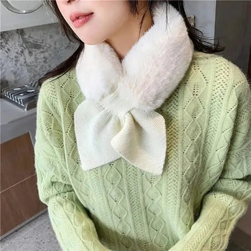 CosyWeave Cross Strap Knitted Neck Scarf Soft Imitation Cashmere For Autumn And Winter Fashion Accessory For Women