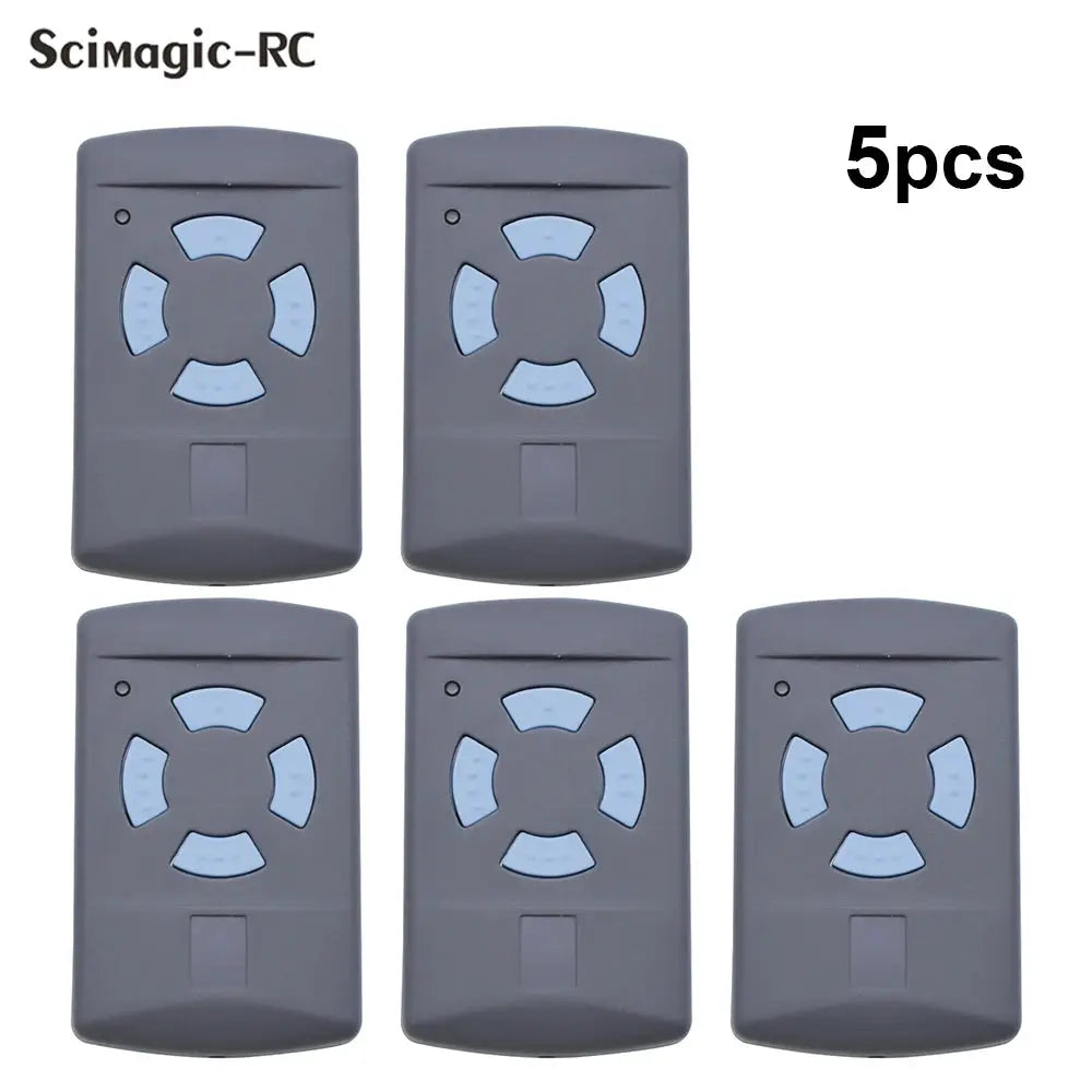 Garage door remote key fob, 5-pack, gray with light-blue circular buttons, Simples Market
