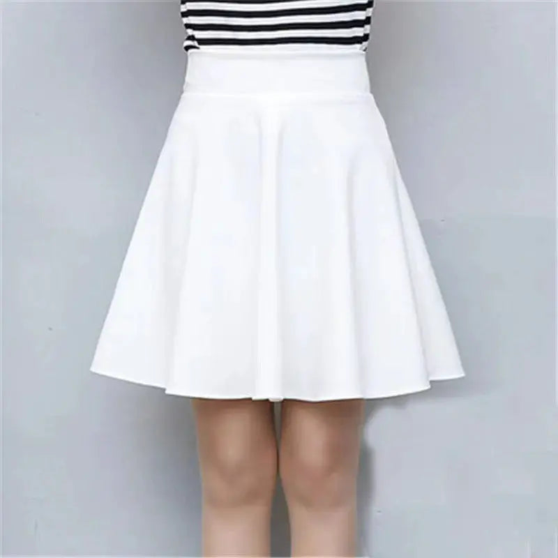 Simples Market white flared pleated mini skirt for women