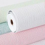 3 rolls of Simples Market 3D imitation linen wallpaper; self-adhesive PVC foam background wall stickers in white, mint, and pink.