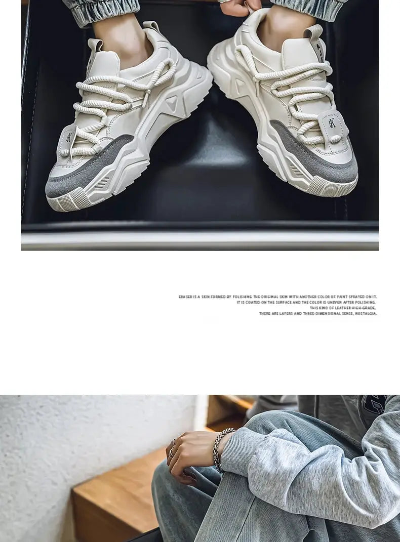 Simples Market men's casual sneakers, white with gray suede accents, low-top skateboard-style shoes.
