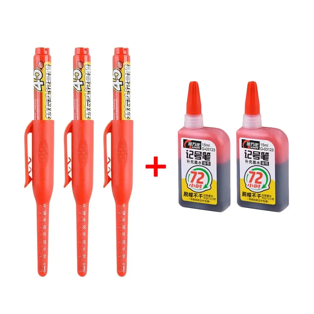 45mm Waterproof Long Head Marker Pen for Deep Hole Marking Tile Carpentry Woodworking Multi Purpose Ink Black Blue Red