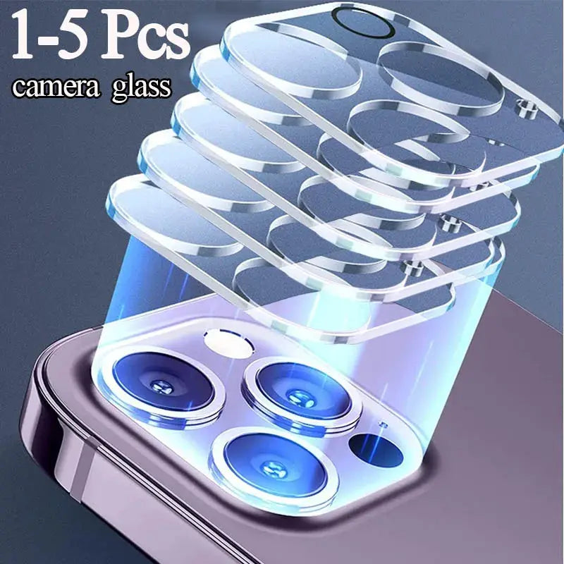 Camera lens protector set for iPhone Pro Max models by Simples Market, 1–5 pcs, clear glass.