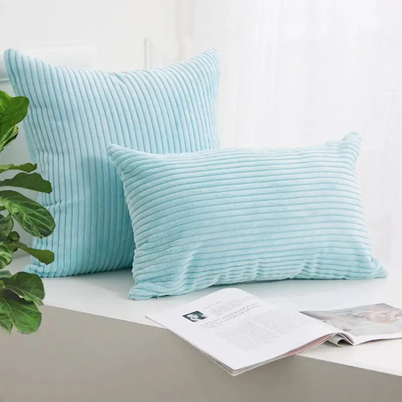 Simples Market corduroy striped cushion covers, light blue, 2-pack for living room sofa decor
